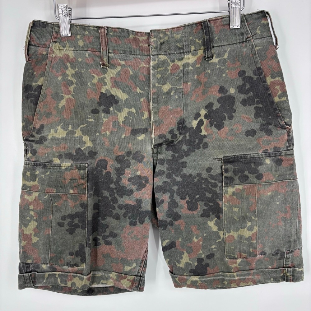 Vintage German Army Flecktarn Camo Cargo Shorts Mens S Tactical Military Combat